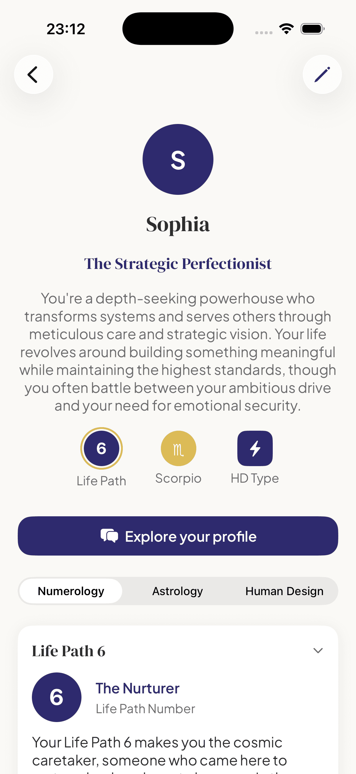 Personality profile